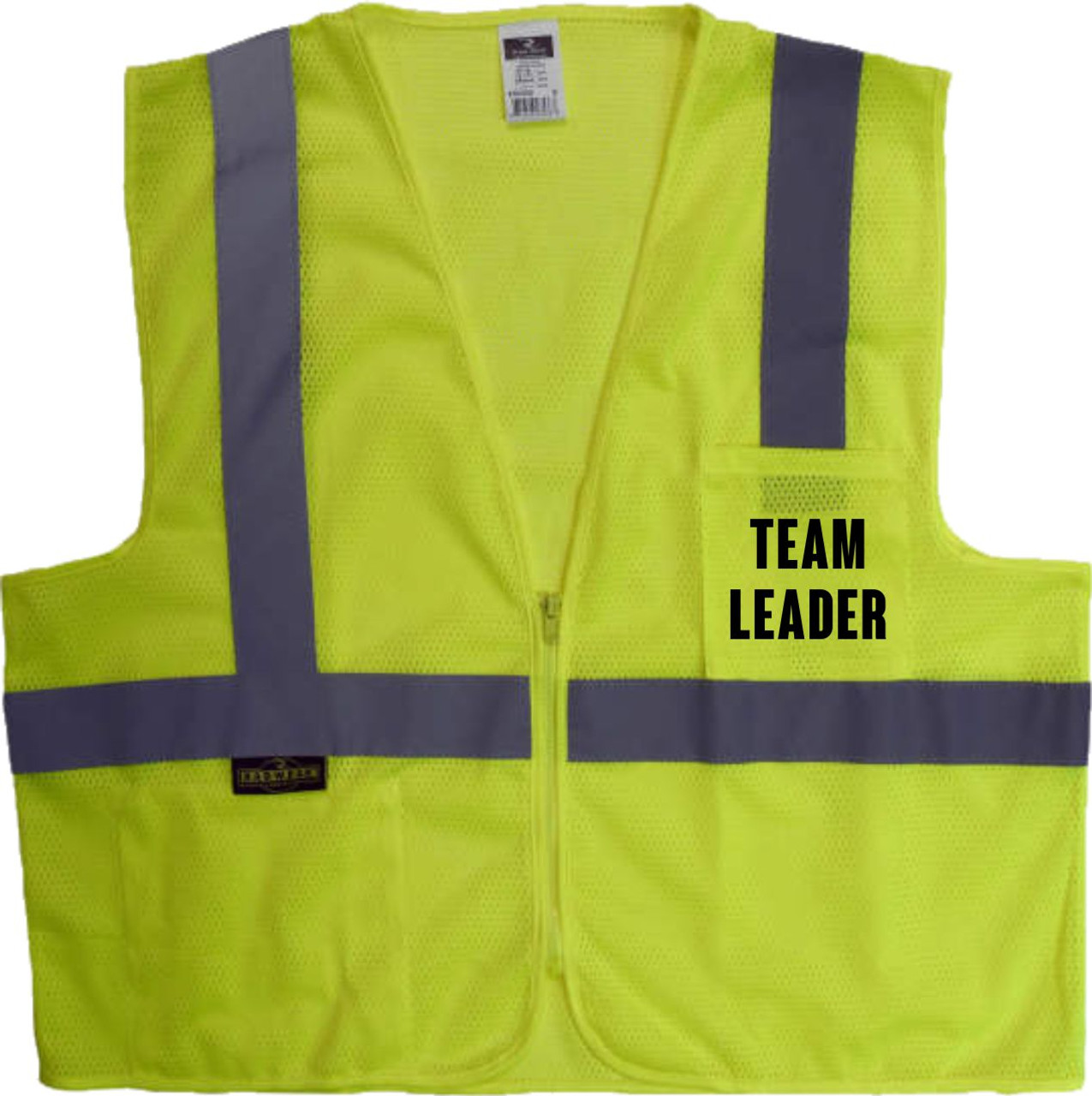 Safety Green Safety Vest Class 2 Printed with TEAM LEADER  on front and back