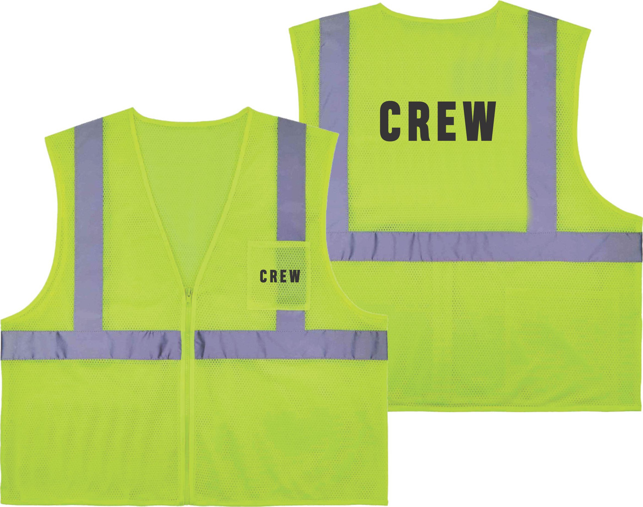 Printed CREW Safety Vest Class 2 - Great for Hi Vis Vest for Events