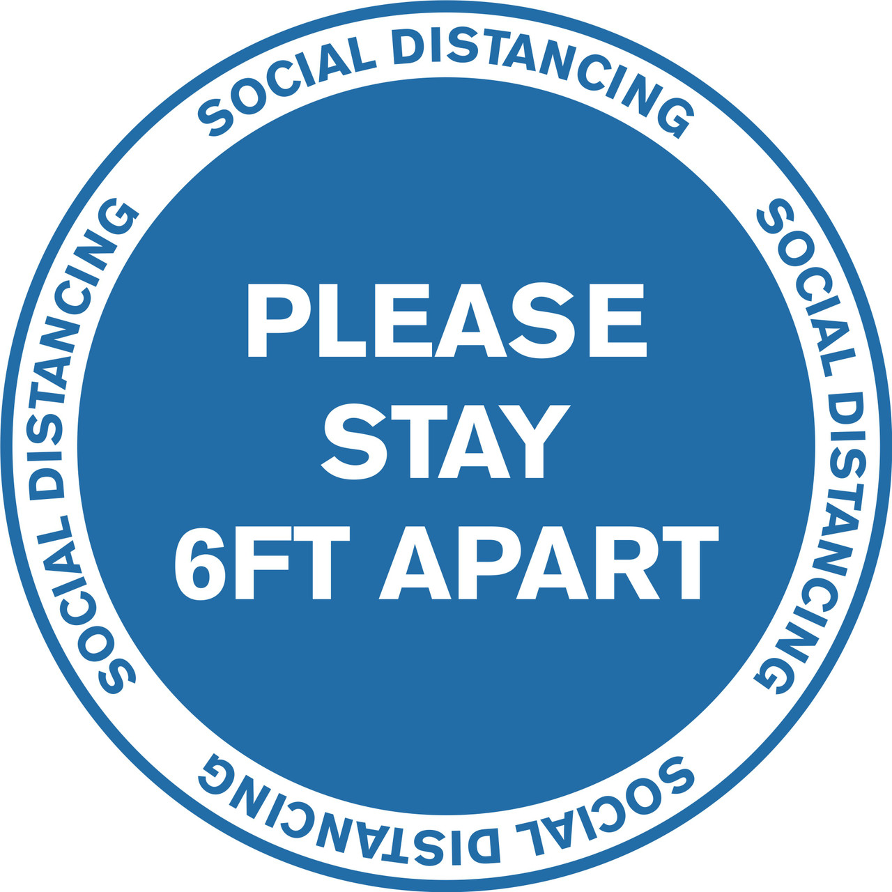 Social Distancing Non-Slip Floor Decal | Blue/White Stay 6ft Apart