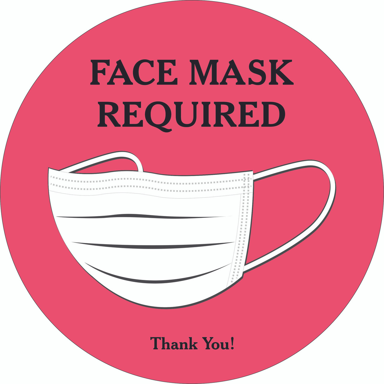 Face Mask Required 8" Round Decal Pink | COVID-19 Face Mask Sign | Pandemic Signage | Covid Face Mask Required Sticker | Covid Window Decal