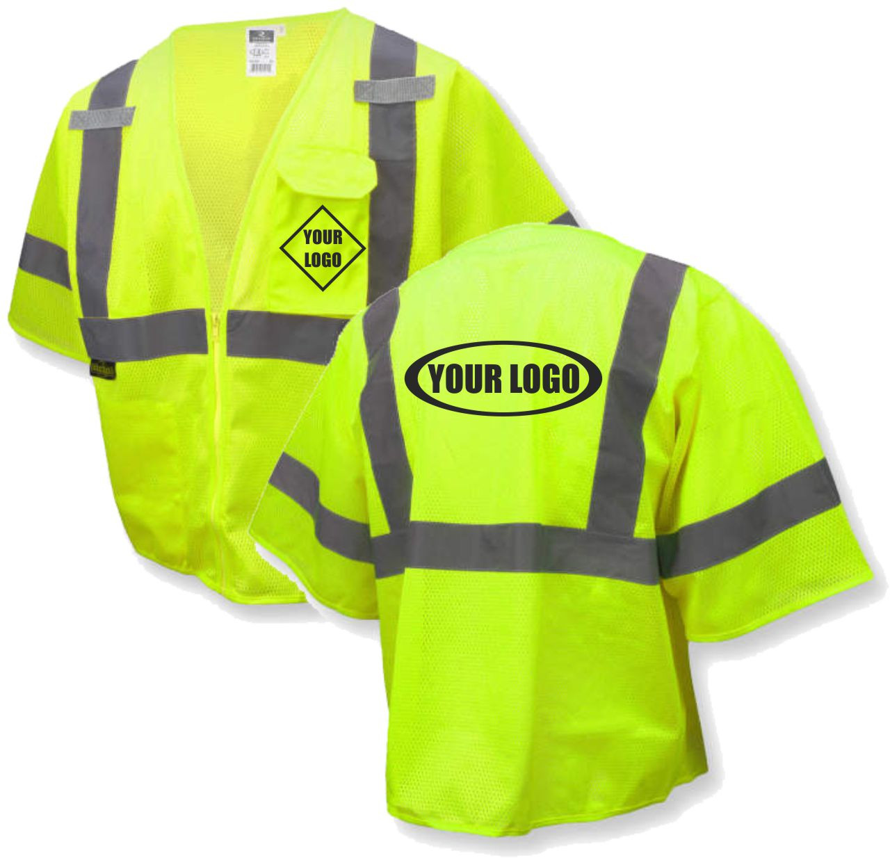 Class 2 Dual Strip Bottom Plain Small Lime-Green w/ Velcro Safety Vest -  onepack.com