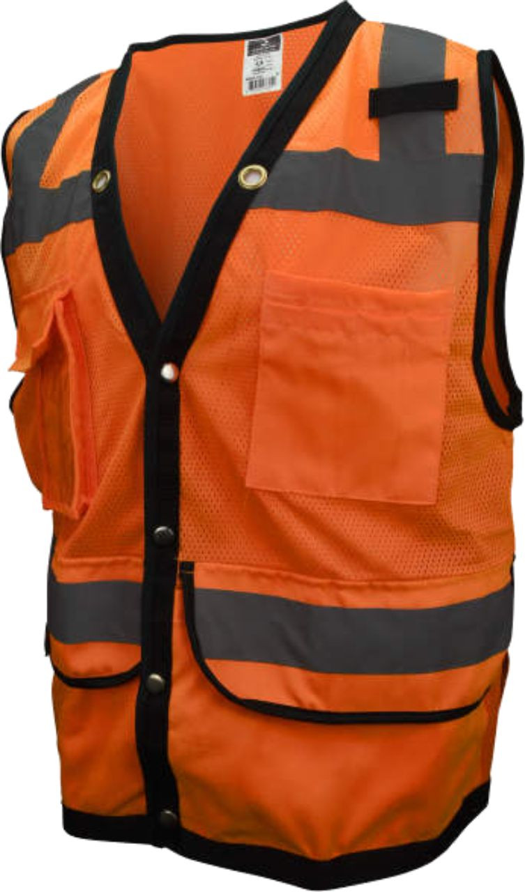 Safety Orange ANSI Class 2 Surveyors Vest Heavy Duty