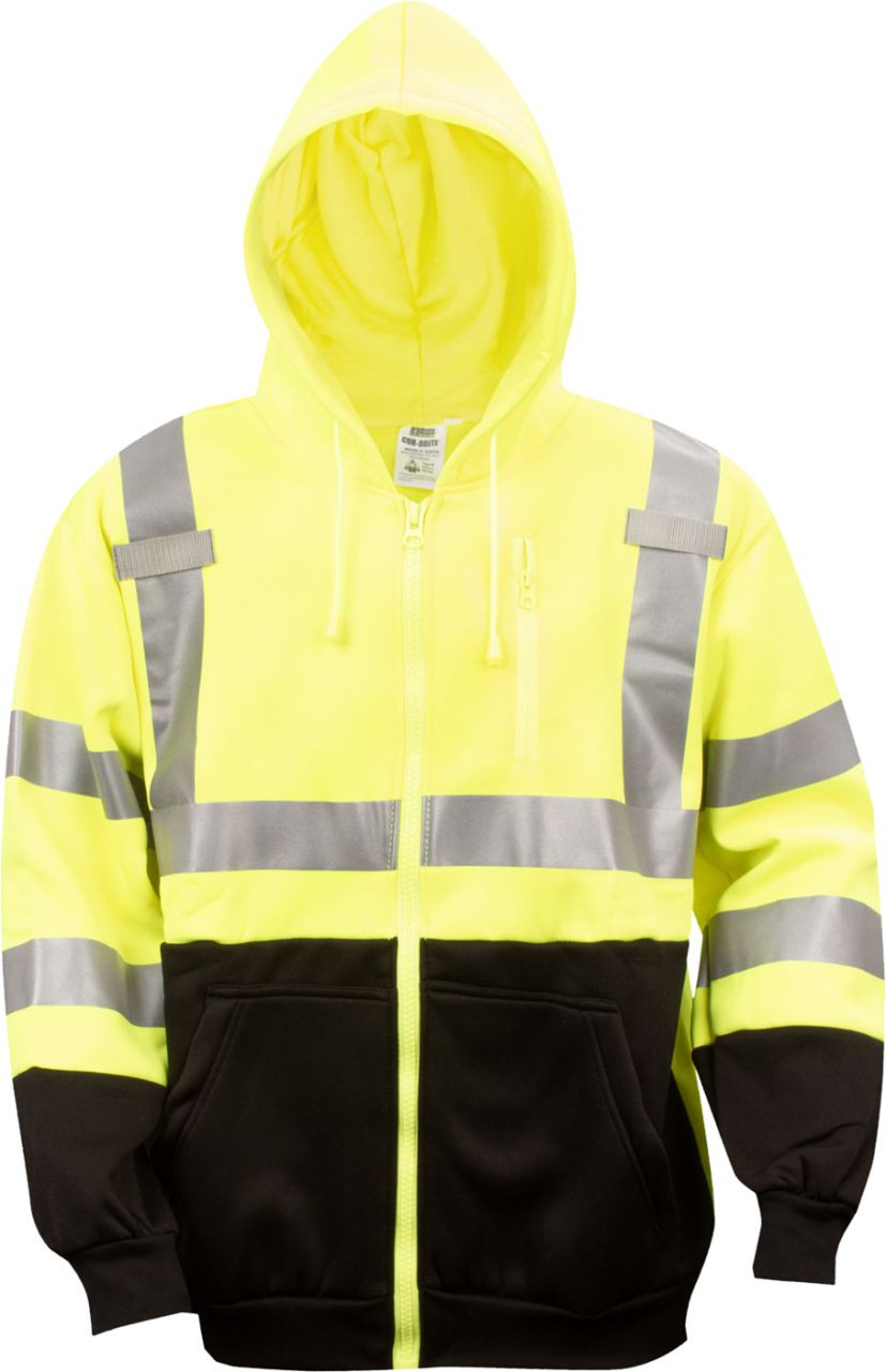 safety yellow hooded sweatshirt