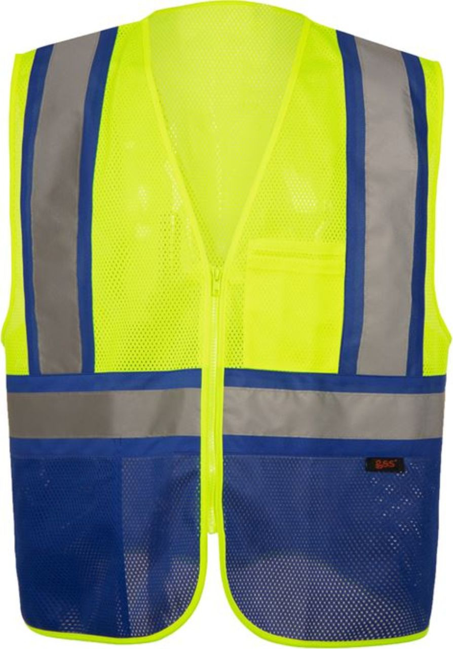 Blue Bottom Safety Vest | Non ANSI Blue Safety Vest | Lime Blue Safety Vest