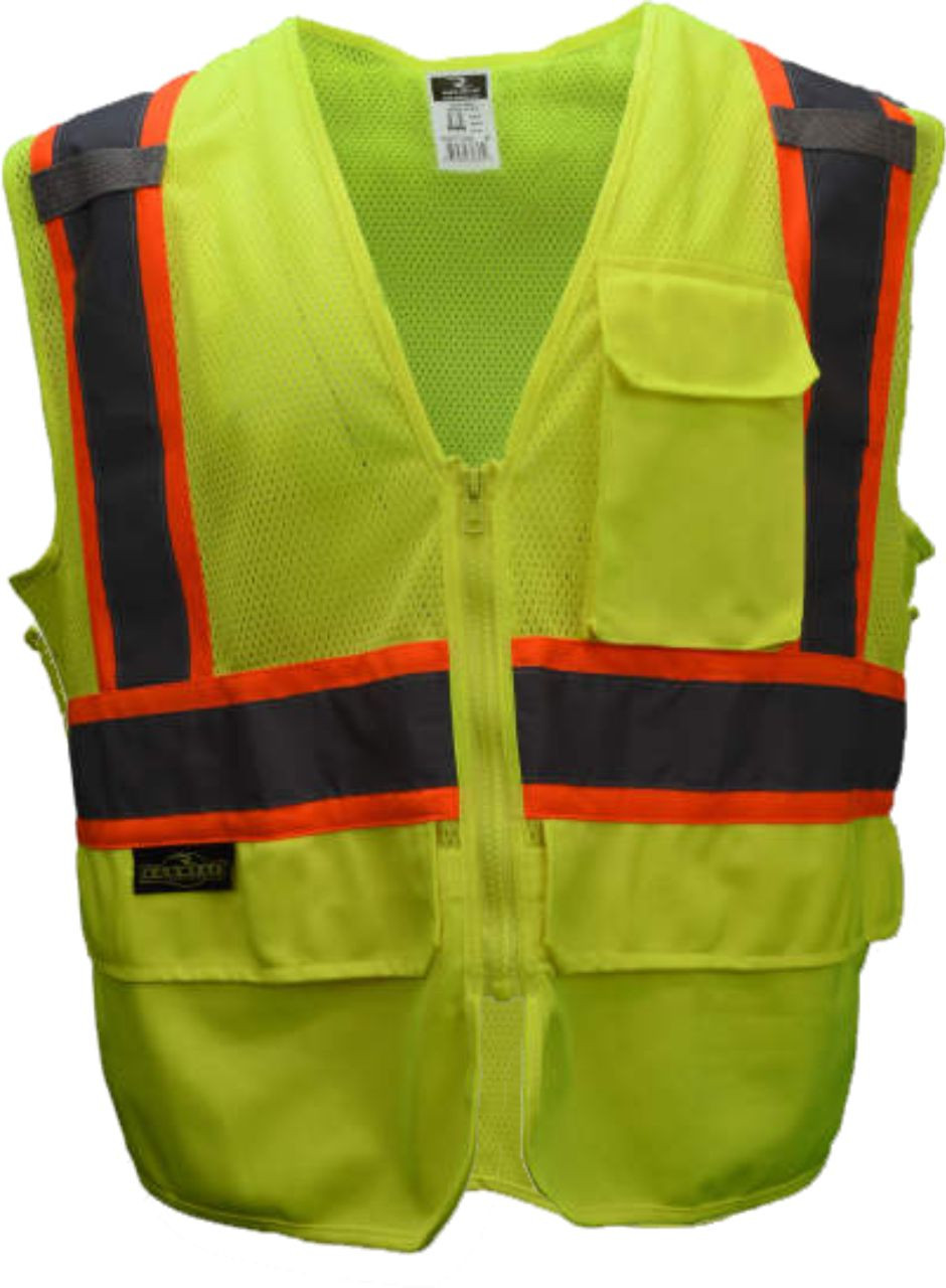 Class 2 Mesh Two-Tone Surveyor Safety Vest with Zipper - SV272-2Z