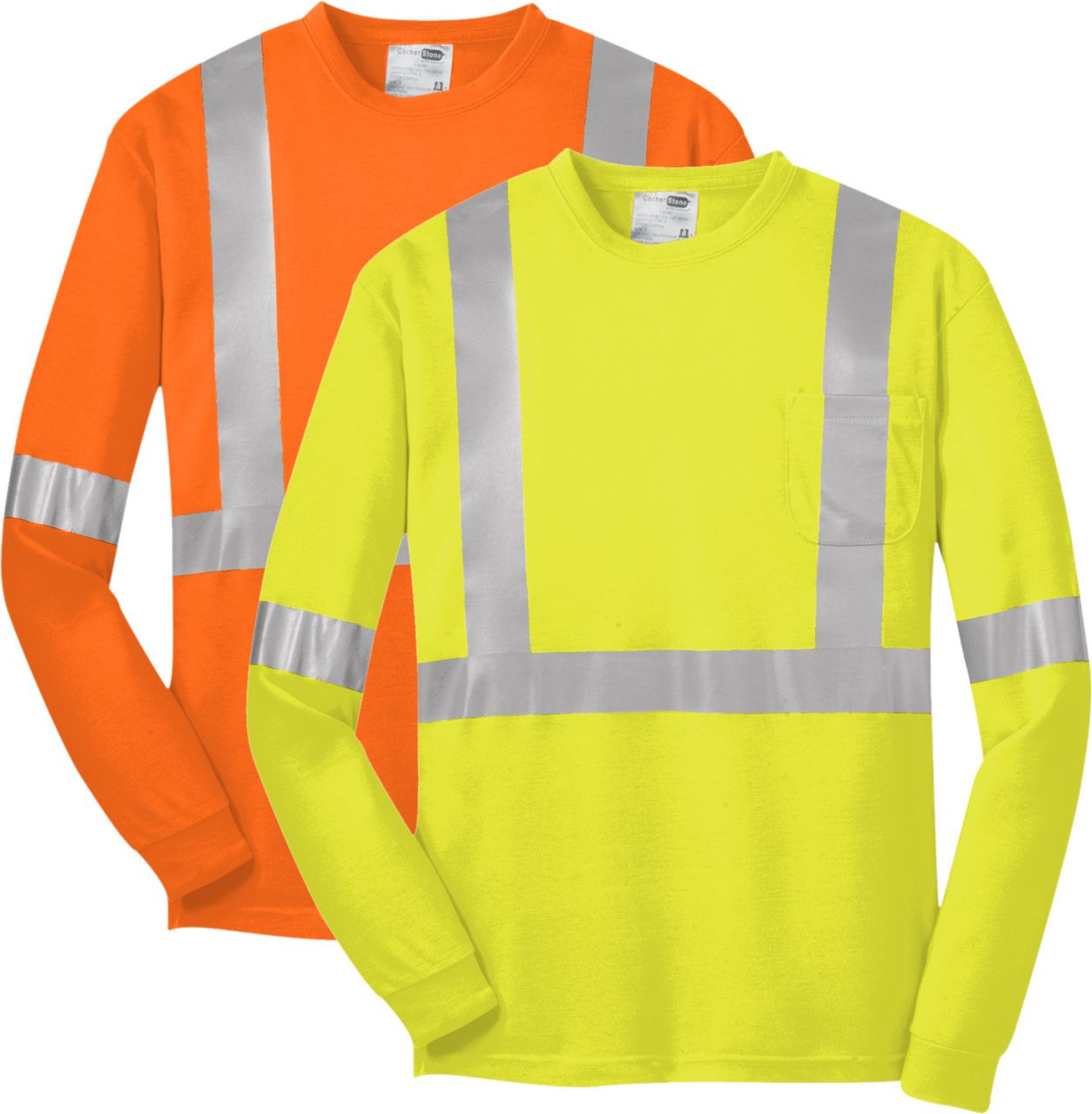 Class 2 Long Sleeve Safety T-Shirt with Reflective Tape ANSI/ISEA