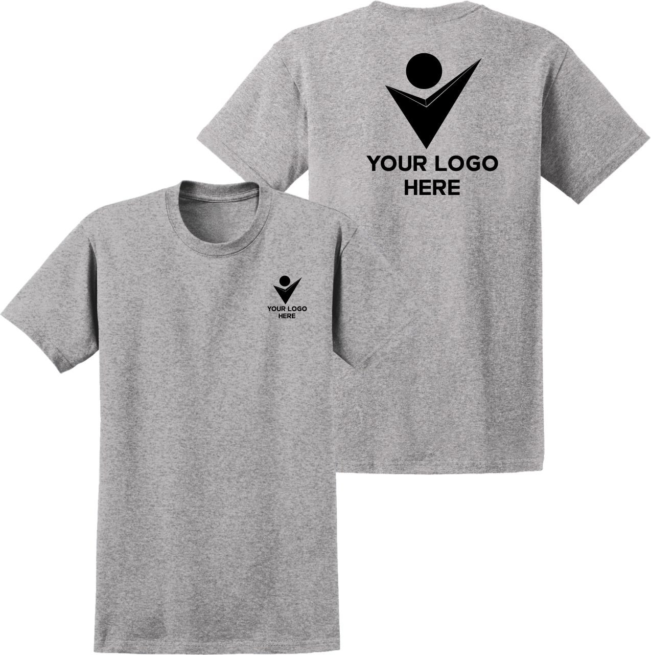 Sport Grey Printed Construction Tshirt | Custom Printed T Shirt Sport Grey | Sport Grey Custom Printed Work Tee