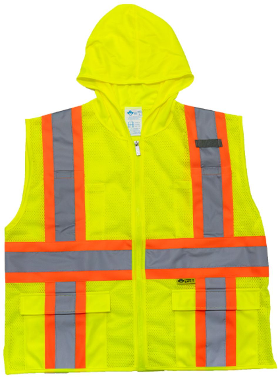 HM7048C-2 Lime Hooded Safety Vest Class 2