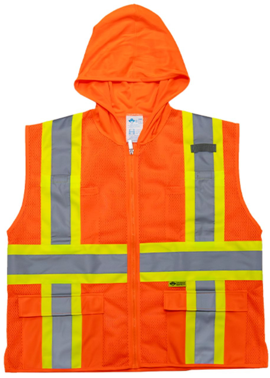 HM7048C-2 Orange Hooded Safety Vest Class 2