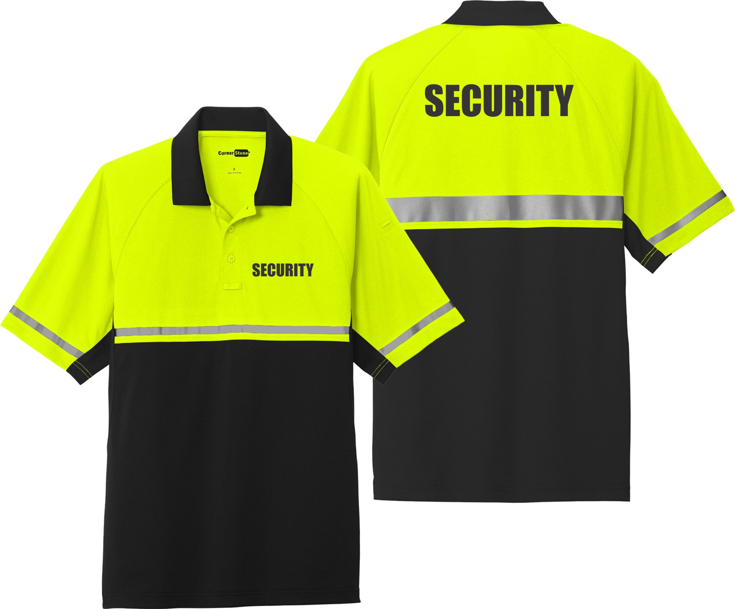 Security - Safety Yellow/Black Enhanced Vis Polo - Safety Imprints