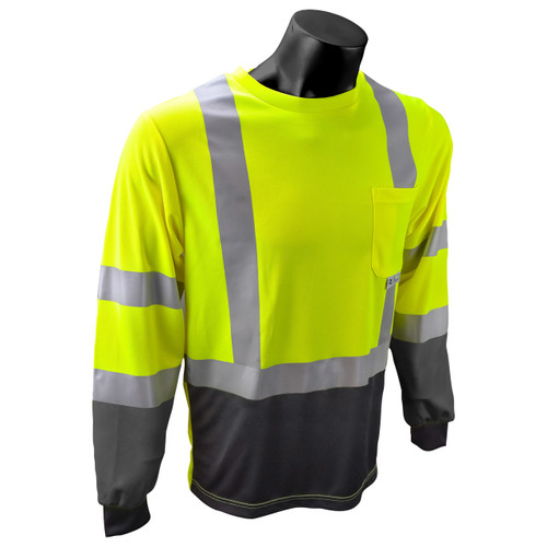 Hi-Vis Green with Black Bottom Type R Class 3 Long Sleeve T-Shirt *Custom Printing Available*