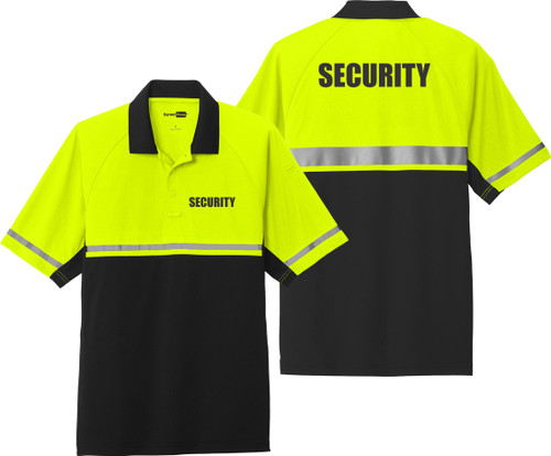 Security Polo - Two Tone Safety Yellow  Black with Enhanced Visibility