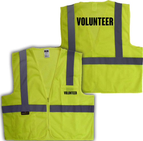 VOLUNTEER Printed on A Class 2 Safety Vest