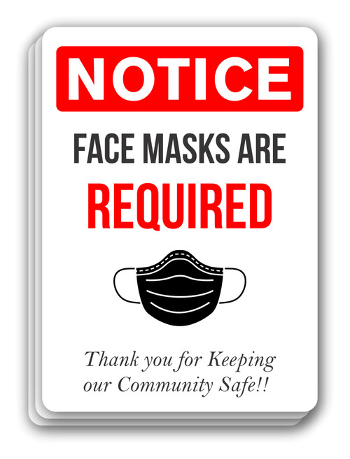 Notice Face Masks Required Sign Green