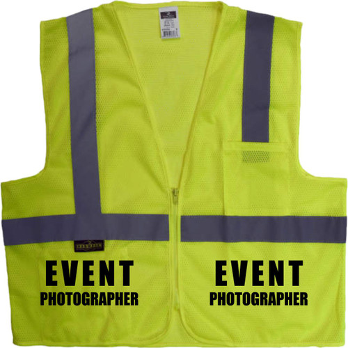 Hi Vis Safety Vest with EVENT PHOTOGRAPHER on the front and back