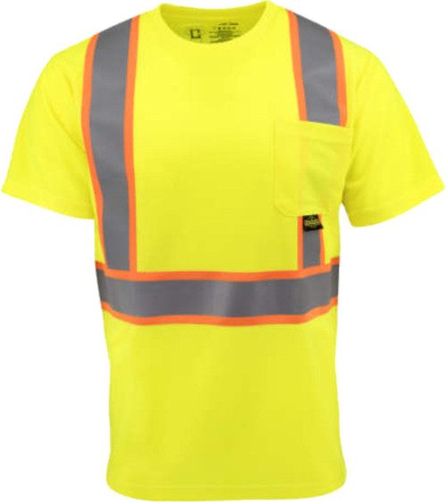 Class 2 High Visibility Safety T-Shirt with Contrast Trim Max-Dri™ | Safety Green Hi Vis TShirt with Pocket  2 tone trim | Polyester Hi Vis Class 2 Tee  | Reflective Safety Green Tee | ANSI Class 2 TShirt Class 2 High Visibility Safety T-Shirt with Contrast Trim Max-Dri™ | Safety Green Hi Vis TShirt with Pocket  2 tone trim | Polyester Hi Vis Class 2 Tee  | Reflective Safety Green Tee | ANSI Class 2 TShirt