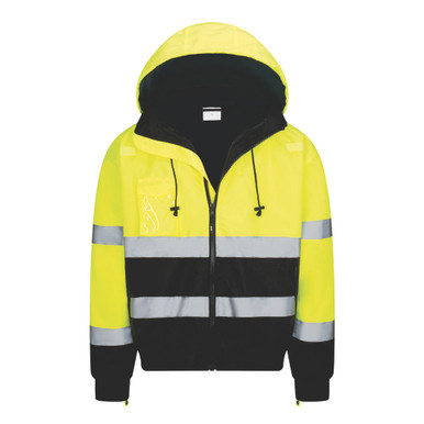 3-in-1 Class 3 Black Bottom Bomber Jacket with Removable Fleece Liner ...