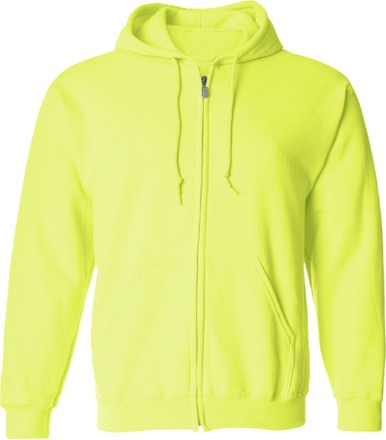 Safety Green Fleece Hooded Zip Up Sweatshirt *Custom Printing Available ...
