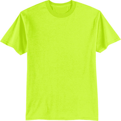 safety green Polyester t shirt Short Sleeve | Safety Green Custom