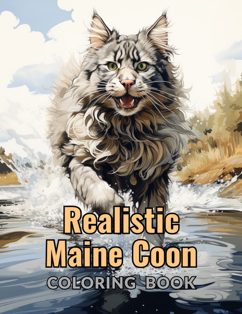 Kewl Koloring -Realistic Maine Coon Cat Coloring Pages