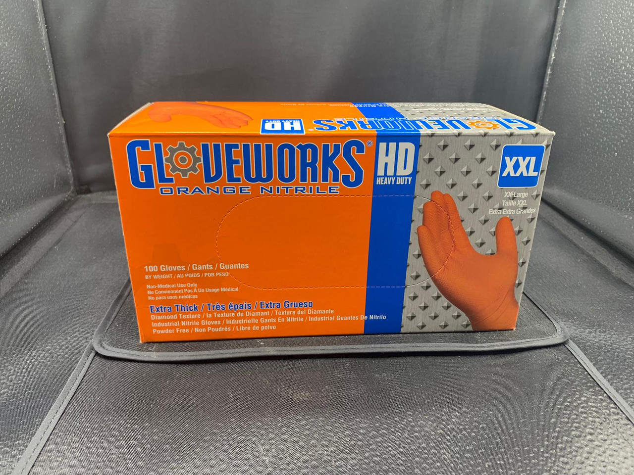 Gloveworks Nitrile Disposable Gloves Orange Powder Free 100 pk