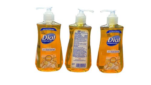 Dial gold antibacterial liquid hand soap 7.5oz, three bottles, different orientations