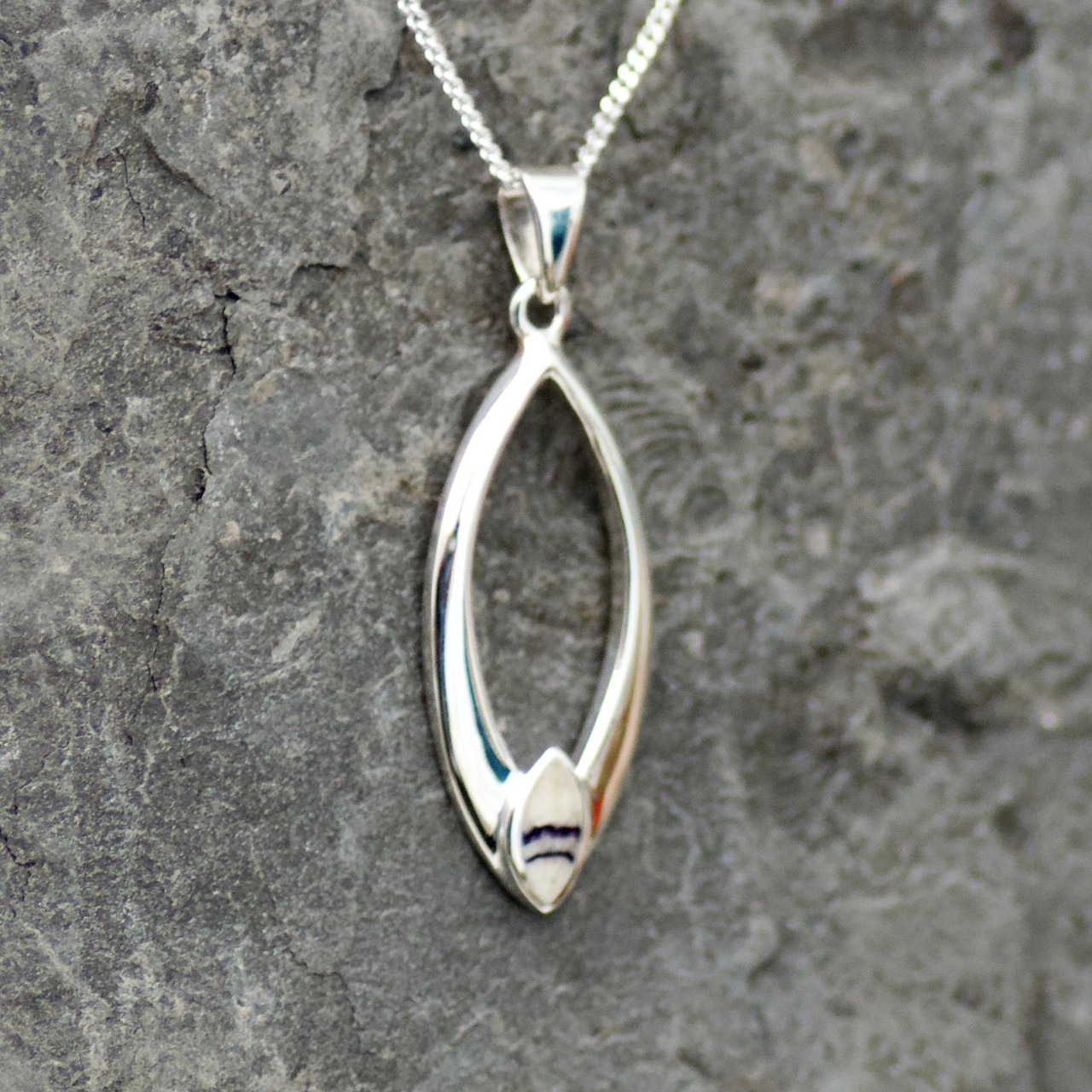 Silver wishbone store pendant