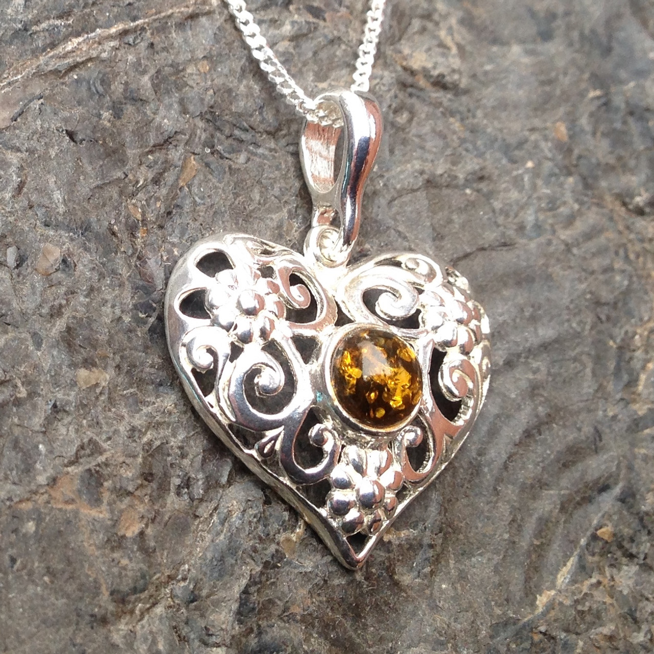 Sterling Silver Puffed Heart Pendant Necklace 16 - 22 Inches |  Jewellerybox.co.uk