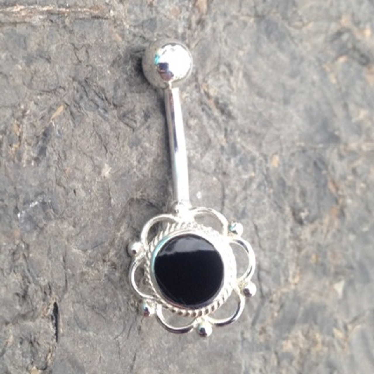 Silver dangle belly button on sale rings