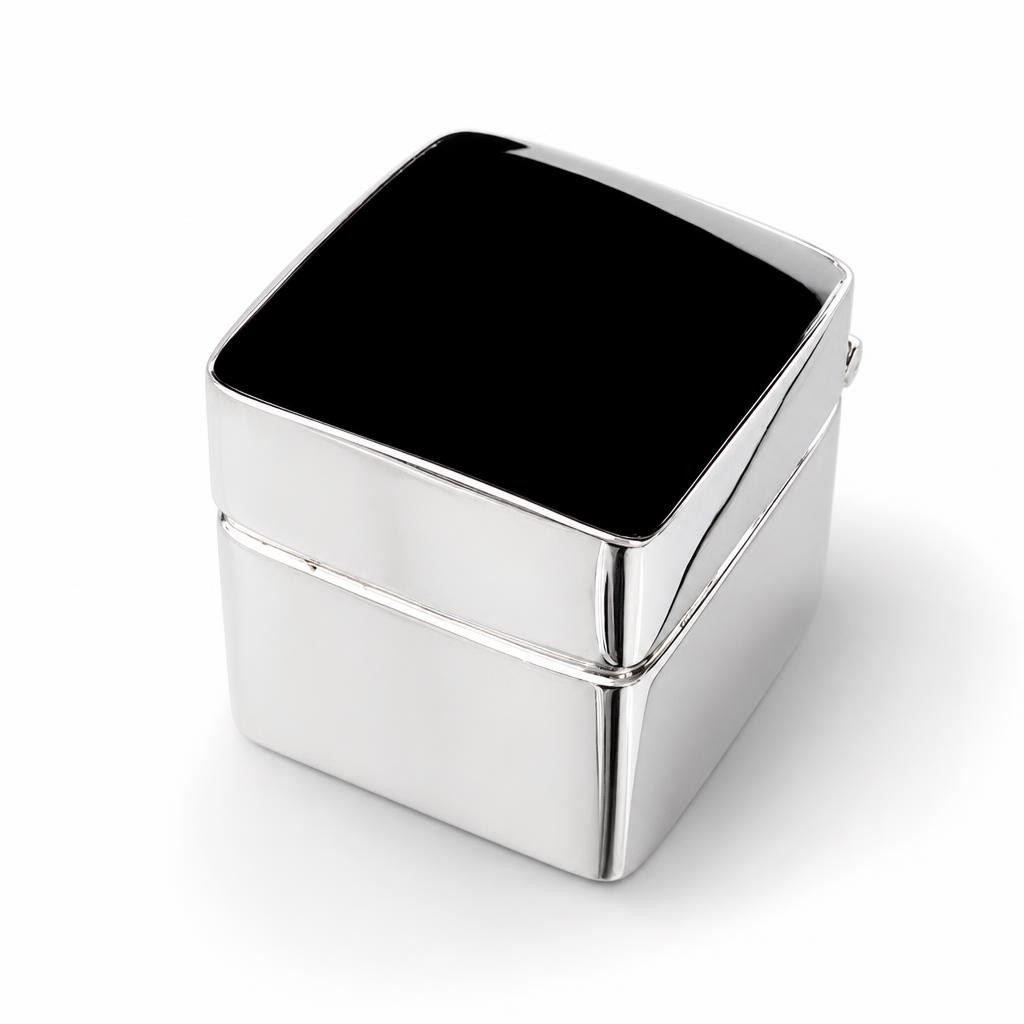 Square Sterling Silver Whitby Jet Pill Box 001PB - Aurora Jet