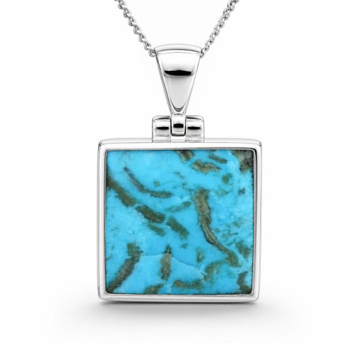 Handmade 925 silver and Arizona turquoise square necklace