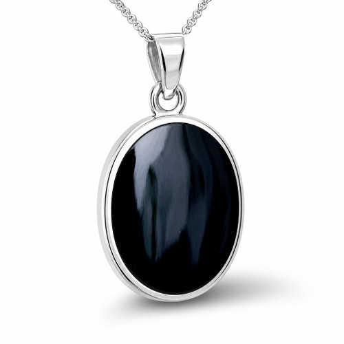 Whitby Jet Blue John double sided oval pendant 