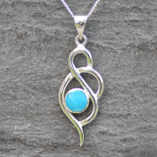 Kingman turquoise and sterling silver Celtic pendant