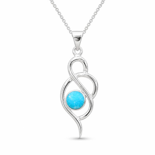 Kingman blue turquoise and sterling silver Celtic pendant necklace