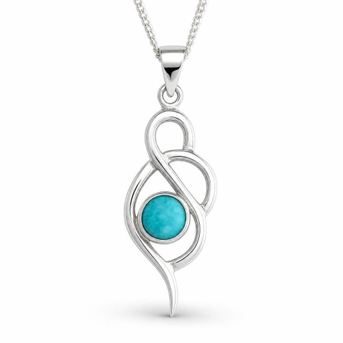 Kingman blue turquoise and sterling silver Celtic pendant necklace