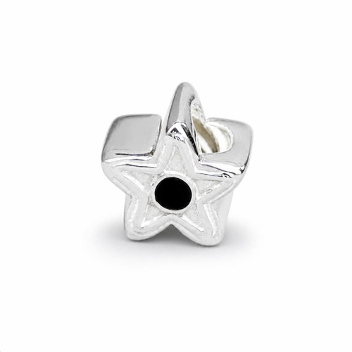Hand crafted 925 silver and organic black gemstone star charm bead