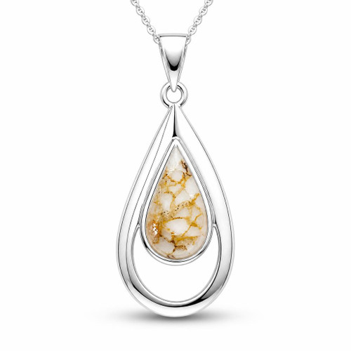 Hand crafted Derbyshire blue john sterling silver teardrop pendant necklace