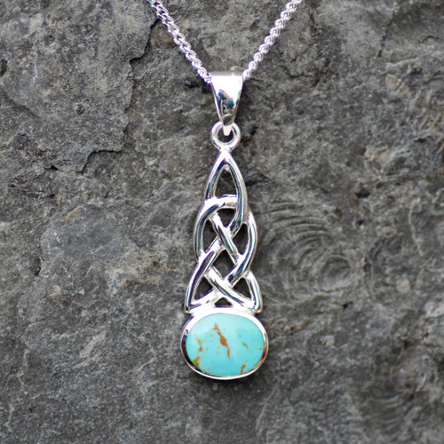 Handmade Kingman blue turquoise and 925 silver necklace