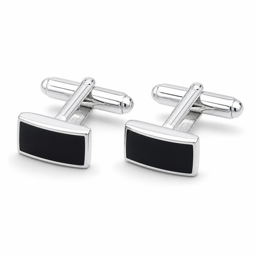 Hand crafted 925 sterling silver and Whitby Jet rectangular cufflinks with swivel T bar