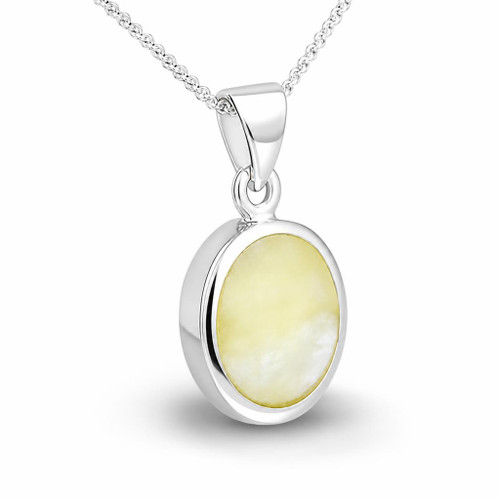 Oval yellow connemara marble and sterling silver pendant pendant necklace