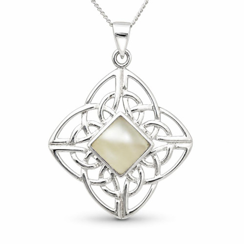 Large Celtic yellow butterscotch Baltic amber sterling silver pendant necklace