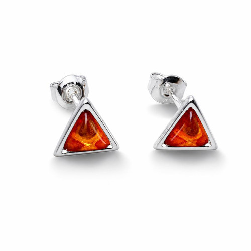 Baltic Cognac amber and sterling silver triangle stud earrings
