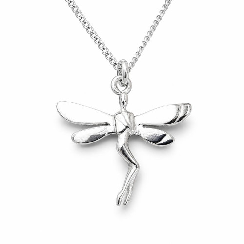 Handmade sterling silver fairy pendant necklace with gift case