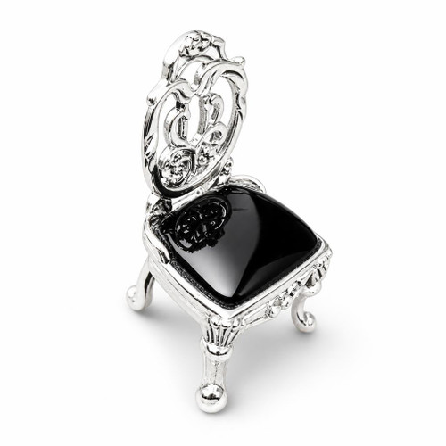 Whitby Jet and Sterling Silver Ornamental Chair Figurine