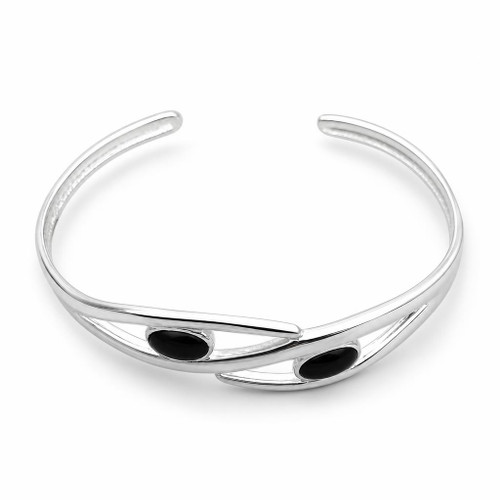 Hand crafted Whitby Jet and 925 silver bracelet
