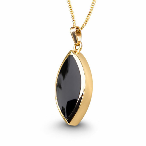 Hand crafted Whitby Jet and 9ct gold marquise necklace