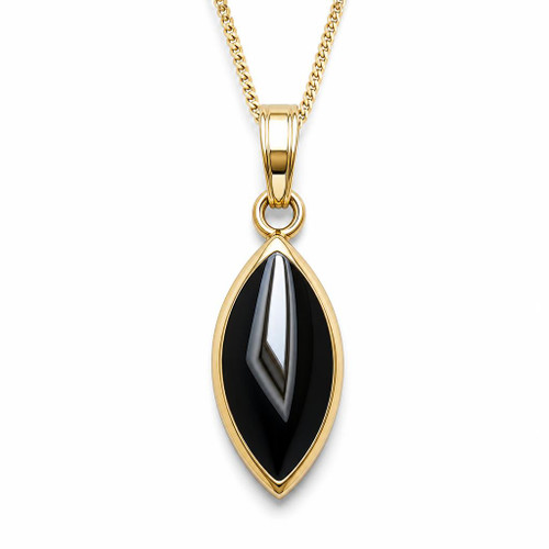 Luxury 9ct gold and Whitby Jet marquise necklace