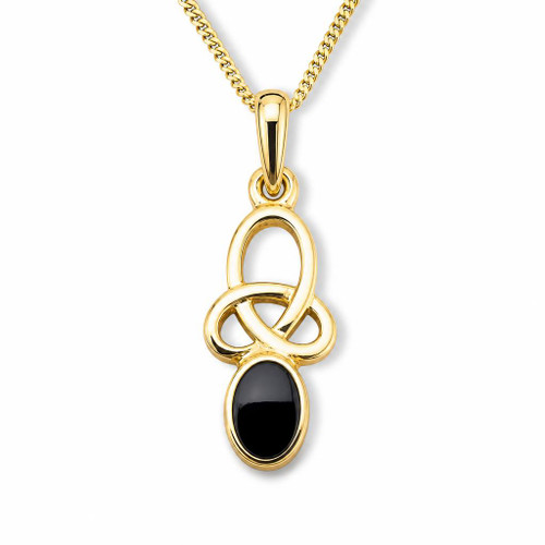 Hand crafted 9ct gold Celtic necklace with Whitby Jet