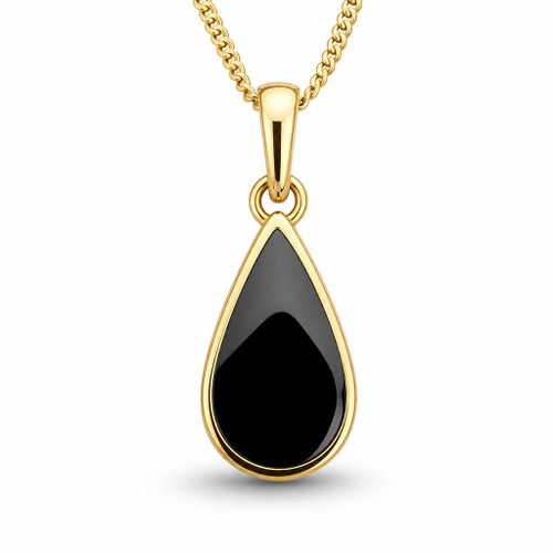 Whitby Jet 9ct gold peardrop necklace