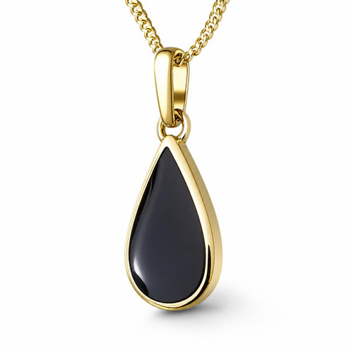 9ct gold and Whitby Jet teardrop pendant